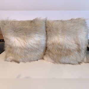 Faux Fur 15” Square Accent Pillows (Set of two)